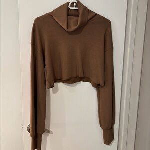 Princess Polly brown cropped turtle-neck
